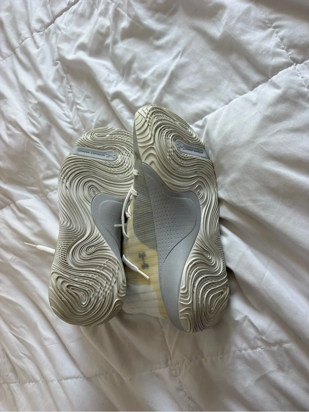 Under Armour White & Cream Basketball Shoes
